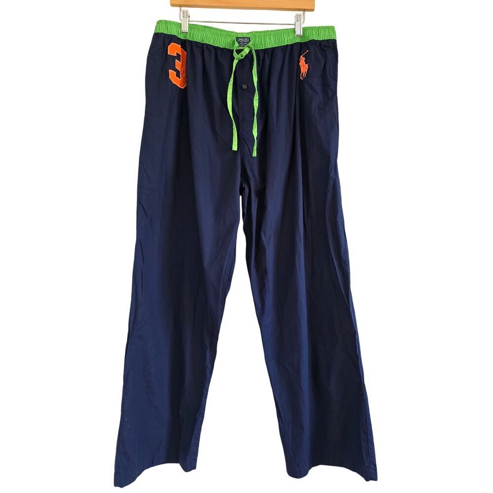 Polo Ralph Lauren Sleepwear Pajama Bottom Pants Mens XL Navy Green Embroidered